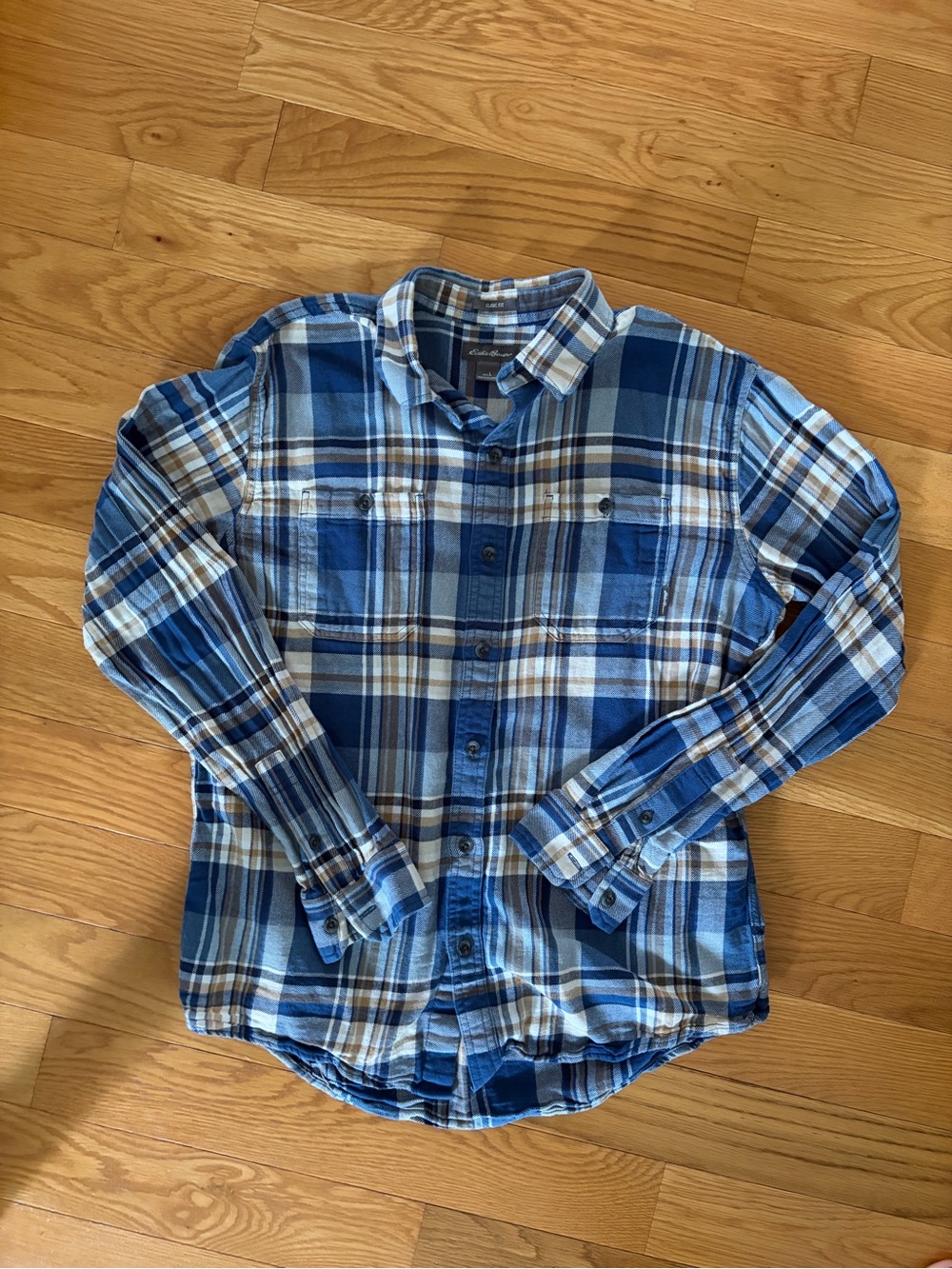 Men's Blue Plaid Button-Up Shirt